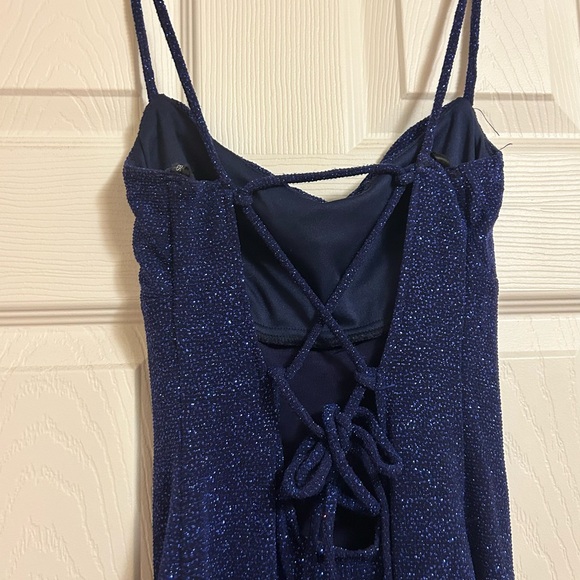 City Triangles Strapless Navy Glitter Dress - Picture 5 of 5